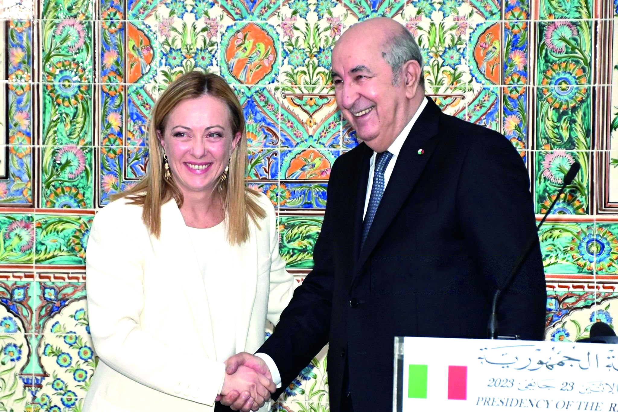 Tebboune et Georgia Meloni en janvier 2023 à Alger